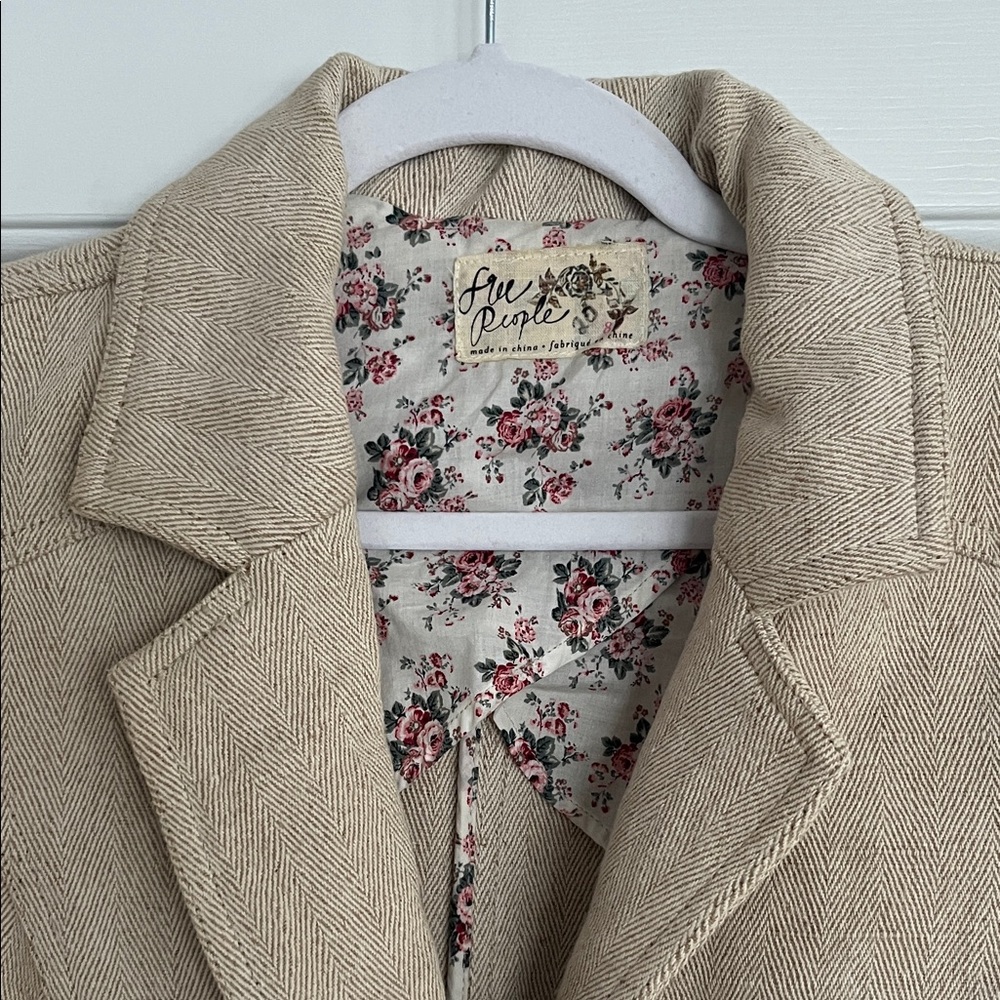 Free People Beige Cropped Blazer Jacket - Picture 3 of 7